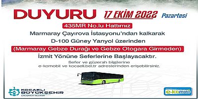 435MR – Marmaray Çayırova İstasyonu – Gebze – İzmit hattı sefere başladı