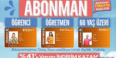 Abonman indirimli kart uygulaması devreye girdi