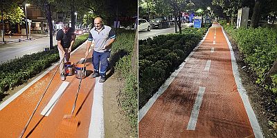 Cumhuriyet Bulvarında bisiklet yolu yenilendi