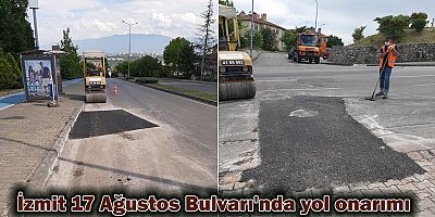 İzmit 17 Ağustos Bulvarı'nda yol onarımı