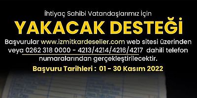 İzmit Belediyesinin yakacak destegi basvuruları devam ediyor