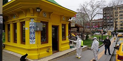 İzmitte Taksi duraklarına dezenfekte