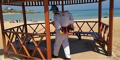 Kandırada sahiller dezenfekte ediliyor