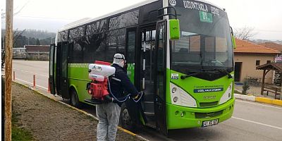 Kartepede Tüm durak ve otobüslere dezenfekte