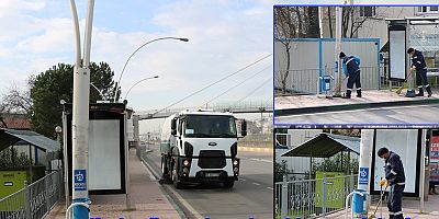 Kent genelinde tüm yol ve duraklar temizleniyor