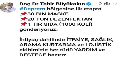 Kocaeliden deprem bölgesine yardım