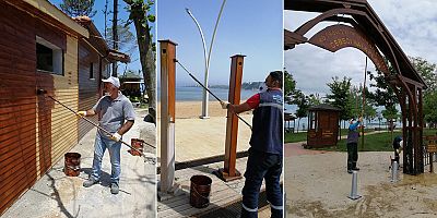 Plajlardaki kentsel donatı elemanları yenileniyor