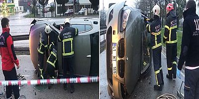 Sıkışan sürücüyü itfaiye kurtardı