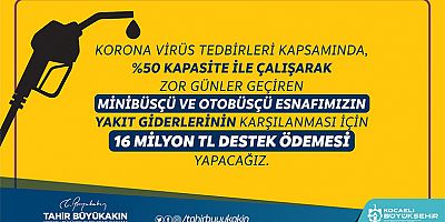 Toplu taşımaya 16 milyonluk destek