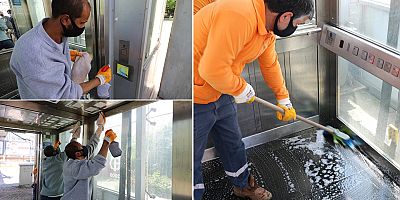 Yaya üstgeçit asansörleri temiz tutuluyor