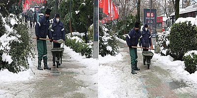 Yürüyüş yolunda temizlik çalışması